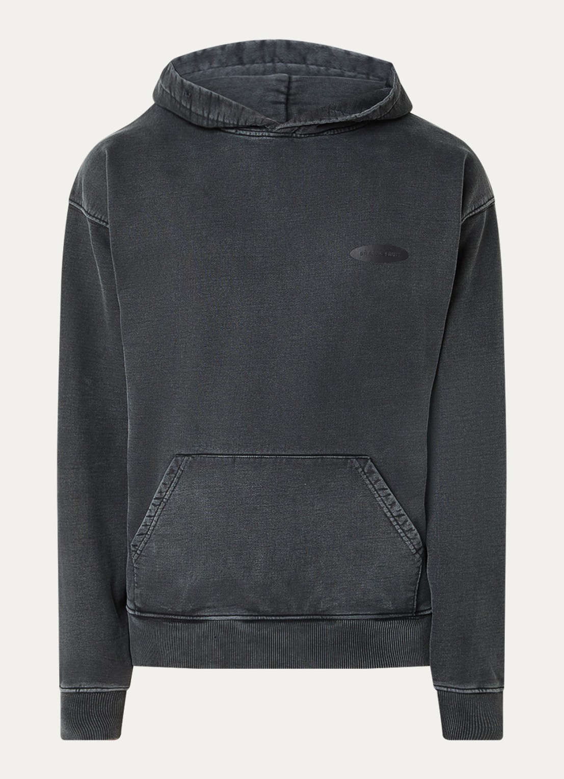 Bram's Fruit F*ck off hoodie logo- en backprint - voorkant 3 antraciet
