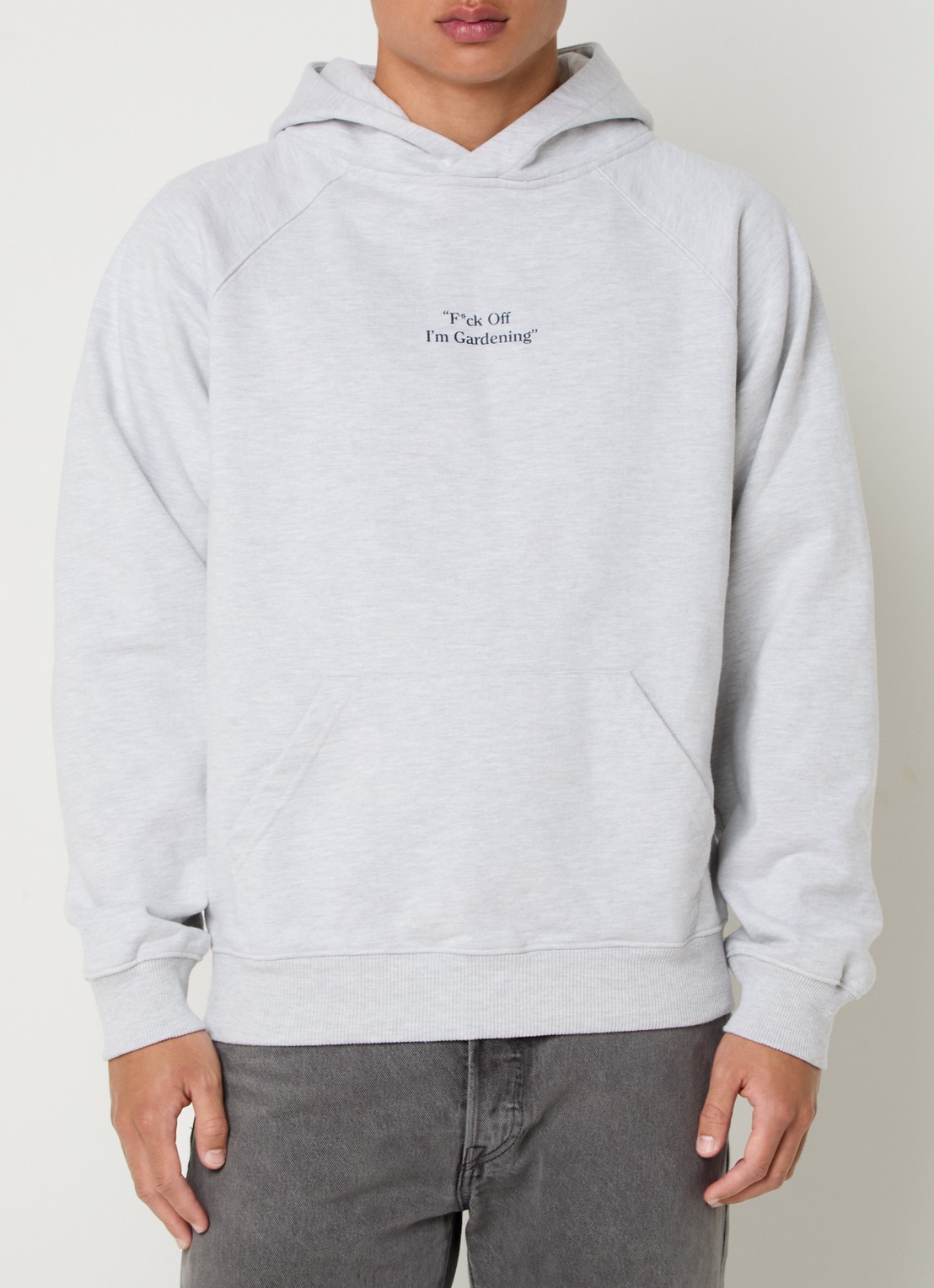 Bram's Fruit F*ck Off hoodie met print - detail grijsmele