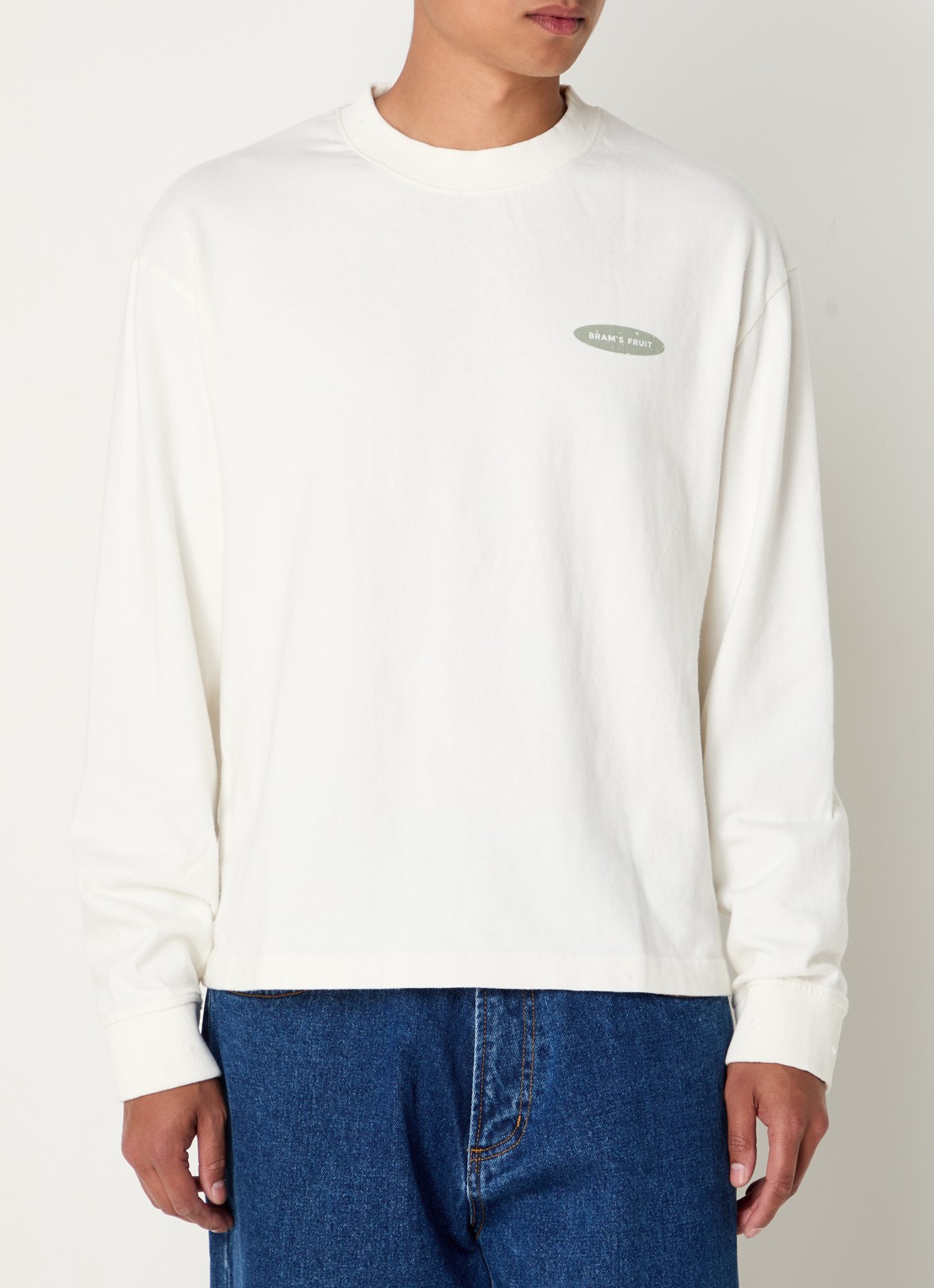 Bram's Fruit F*ck off sweater met logo- en backprint - achterkant gebroken wit