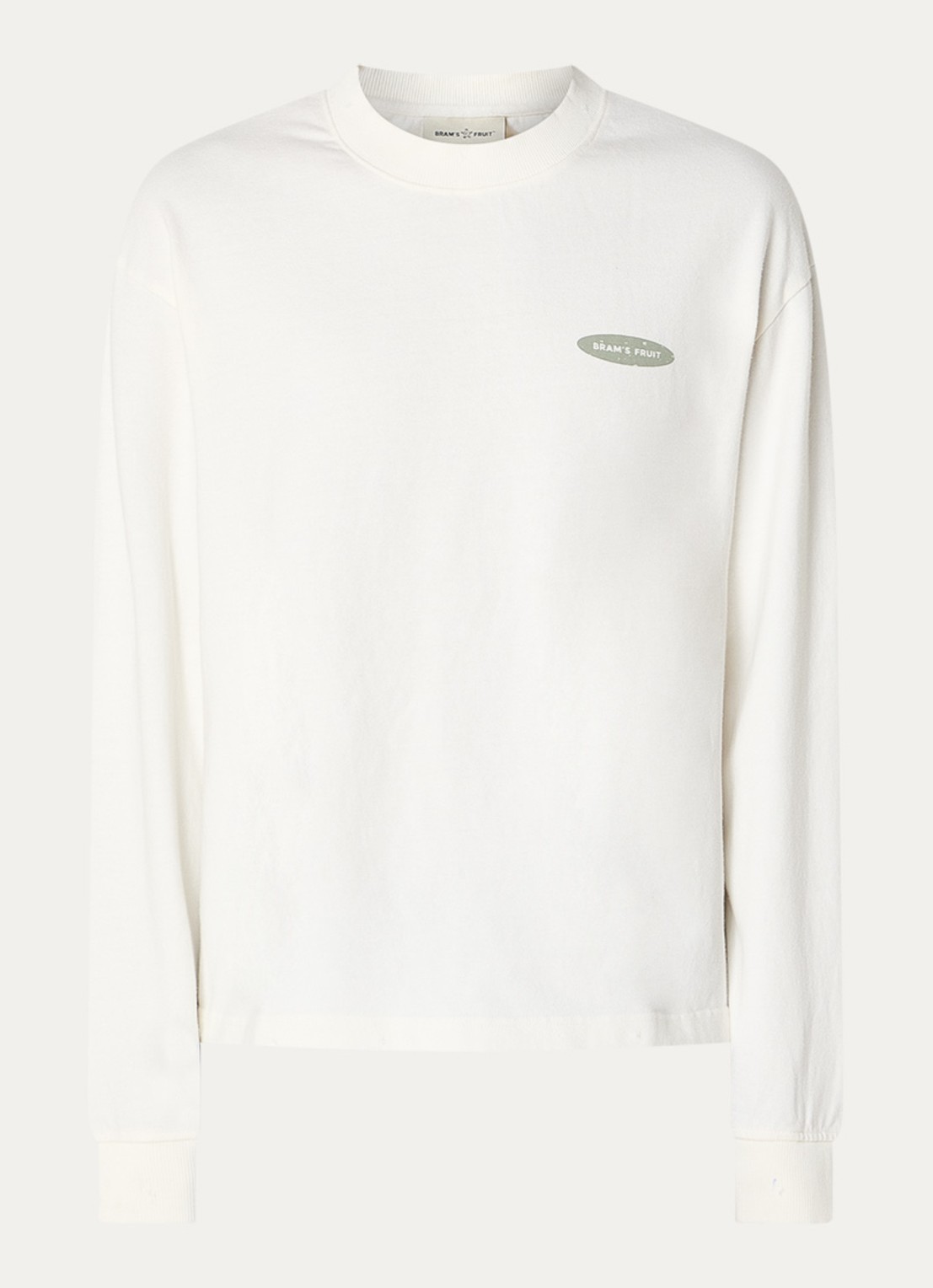 Bram's Fruit F*ck off sweater met logo- en backprint - voorkant 3 gebroken wit