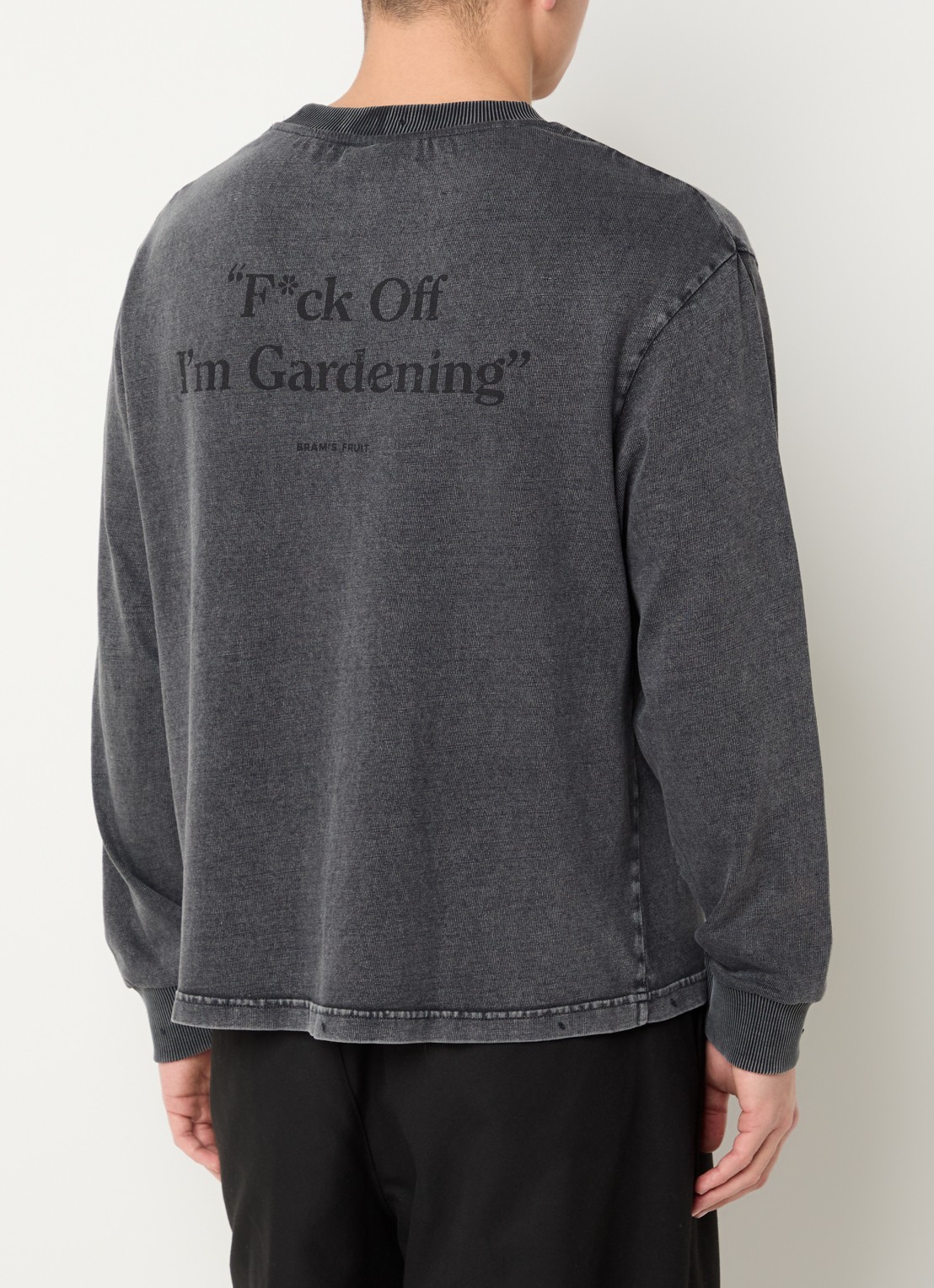 Bram's Fruit F*ck off sweater met logo- en backprint - detail 3 antraciet