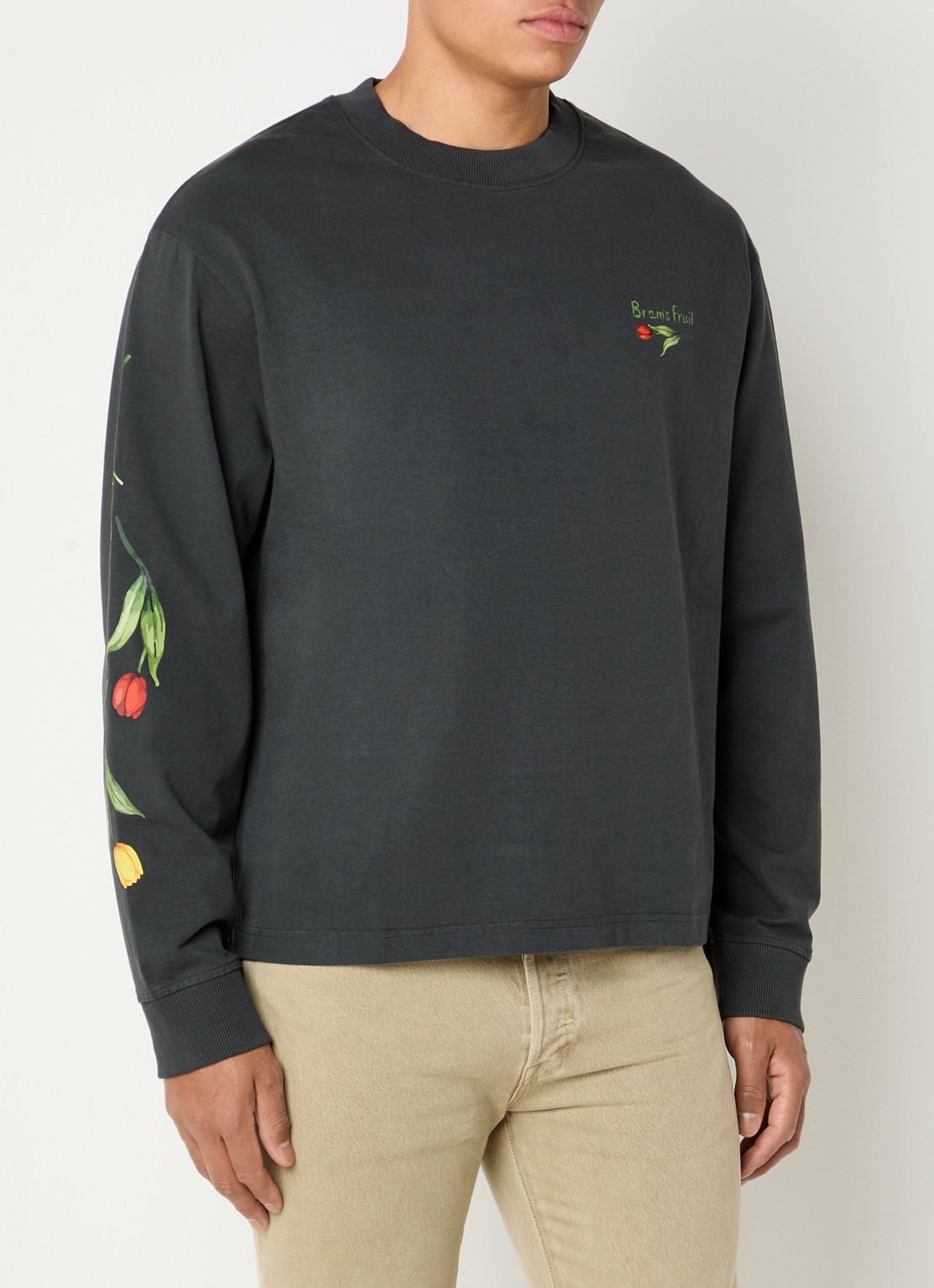 Bram's Fruit Flora 2.0 longsleeve met print - detail 4 zwart