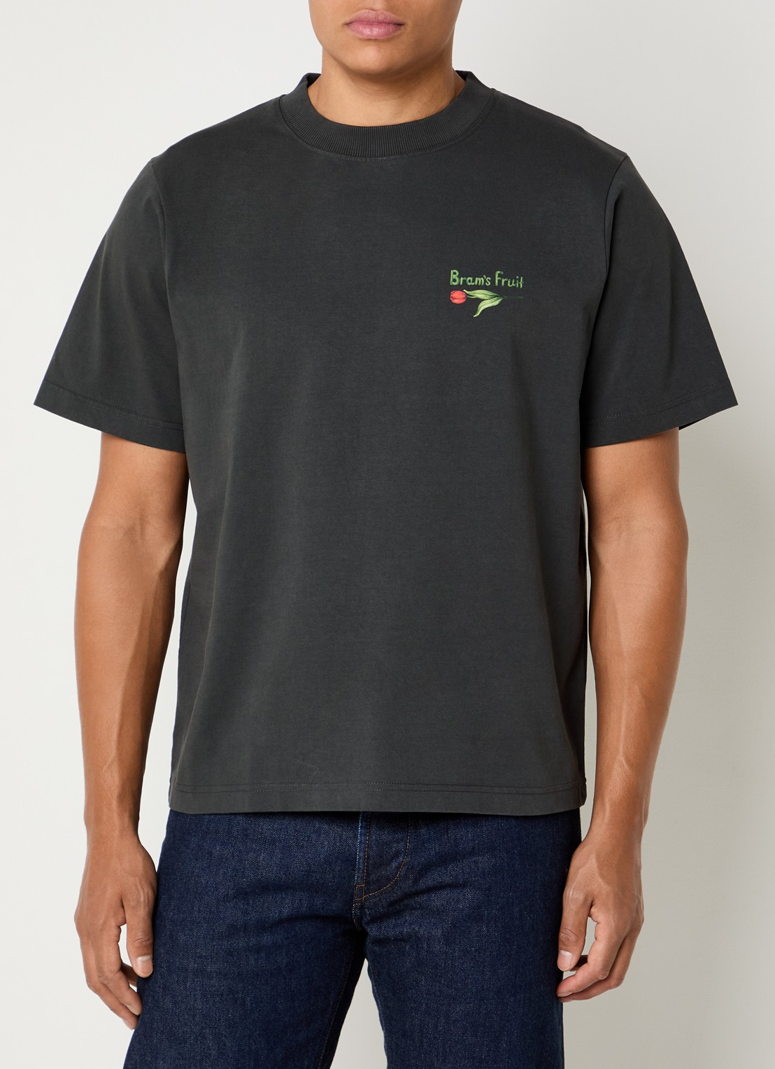 Bram's Fruit Flora 2.0 T-shirt met logo- en backprint - achterkant 2 donkergrijs