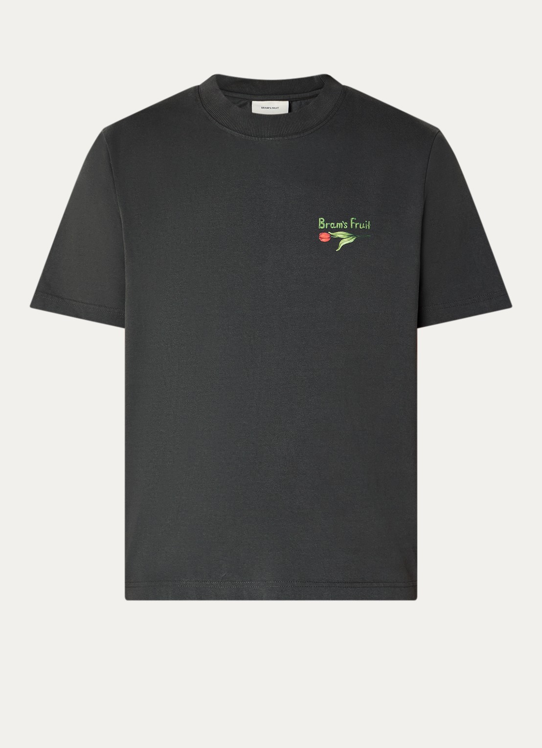 Bram's Fruit Flora 2.0 T-shirt met logo- en backprint - voorkant 3 donkergrijs