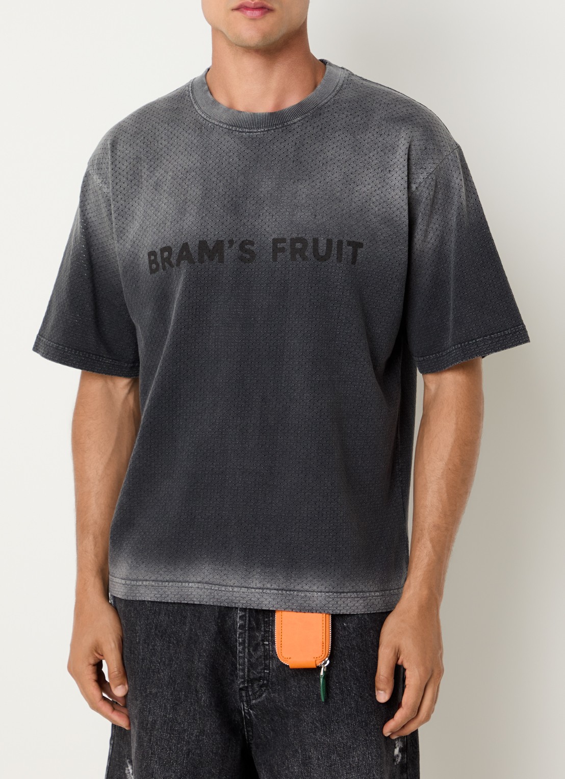 Bram's Fruit Mesh T-shirt met logoprint - detail 4 middengrijs