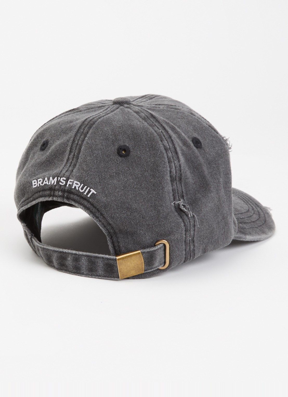Bram's Fruit Pet van denim met destroyed afwerking en logo - detail 2 antraciet