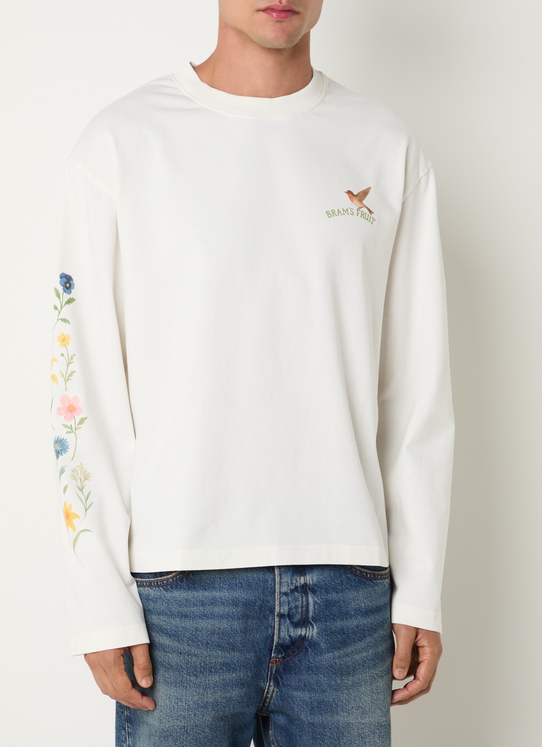 Bram's Fruit Robin longsleeve T-shirt met logo - detail 2 wit