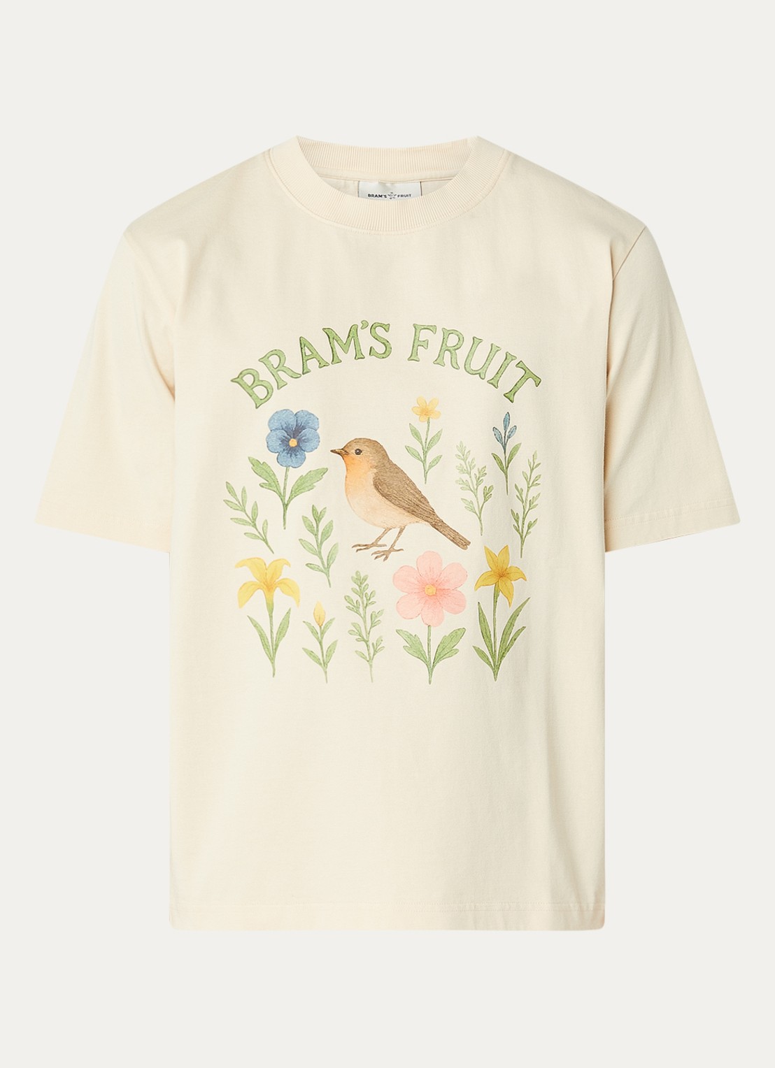 Bram's Fruit Roving T-shirt met print - voorkant vanillegeel