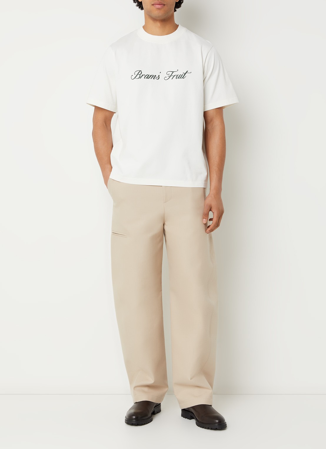 Bram's Fruit Script T-shirt met logo - voorkant 4 wit