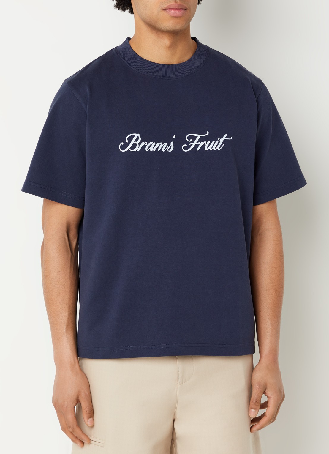 Bram's Fruit Script T-shirt met logo - detail 4 donkerblauw