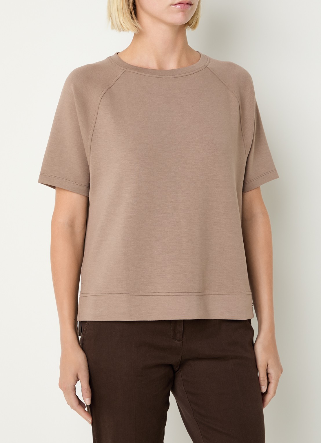 BRAX Bailee T-shirt met ronde hals - detail 4 bruin