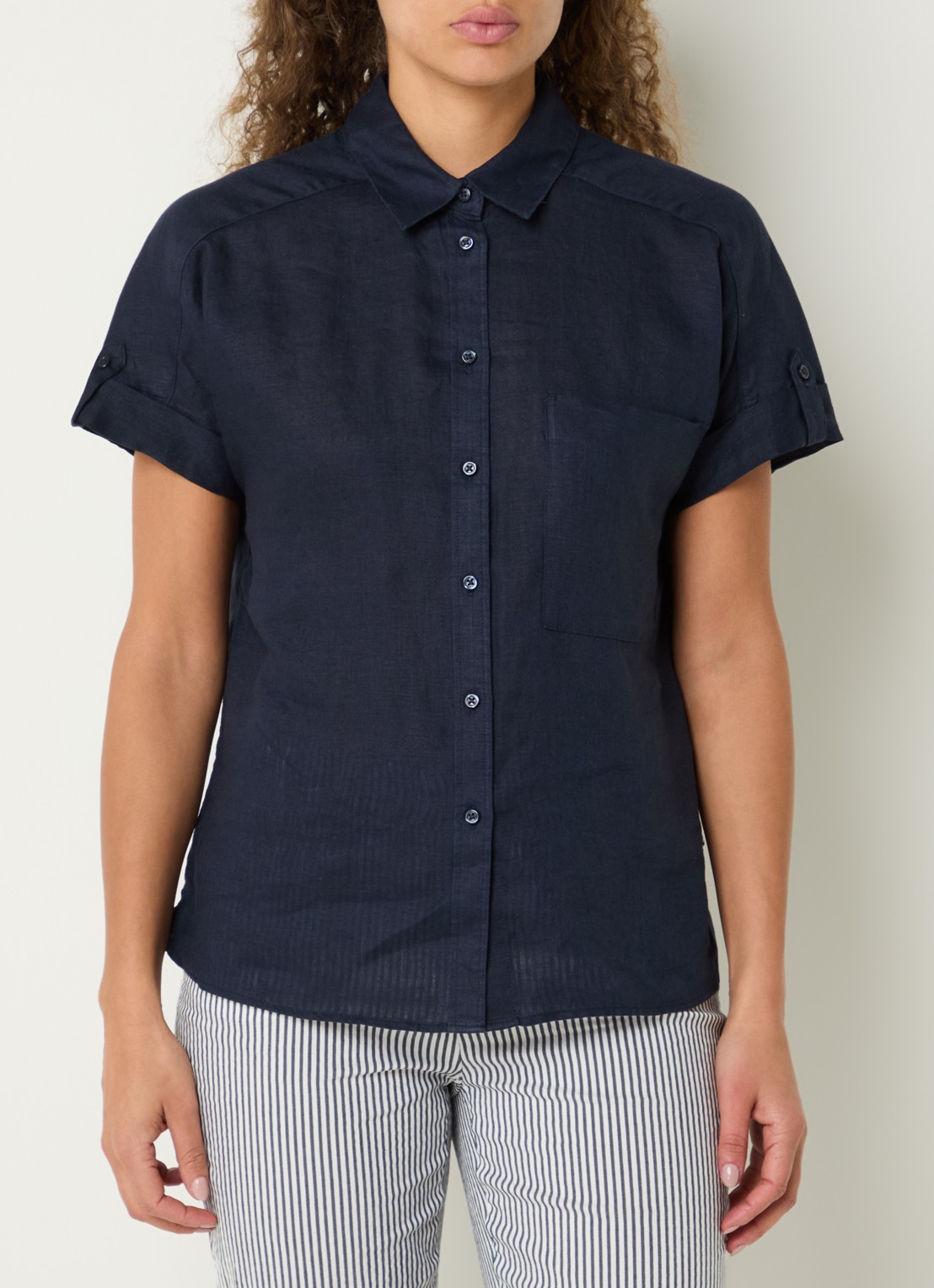 BRAX Blouse met borstzak - detail 4 donkerblauw