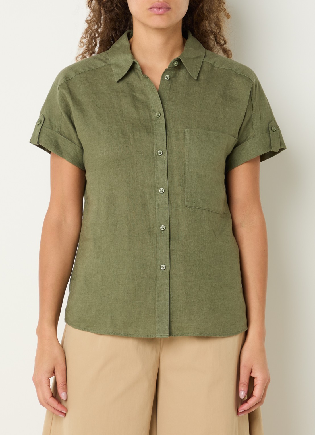 BRAX Blouse met borstzak - detail 4 legergroen