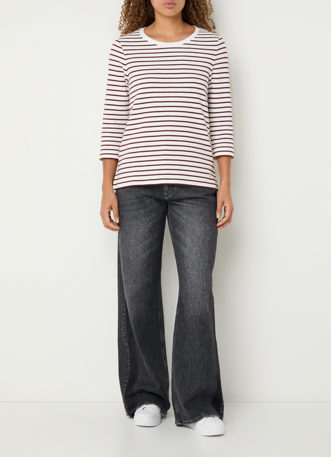 BRAX Bonnie longsleeve met streepprint en structuur - voorkant 3 bordeauxrood