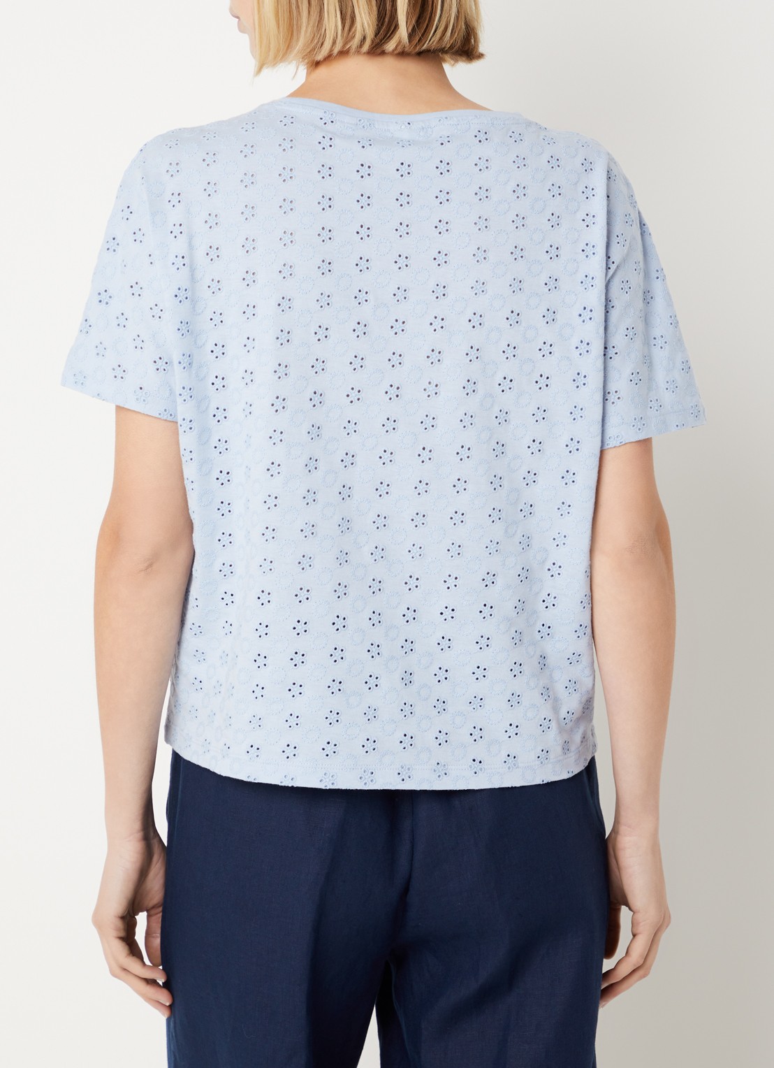 BRAX Caelen T-shirt met broderie - achterkant 4 blauwgrijs