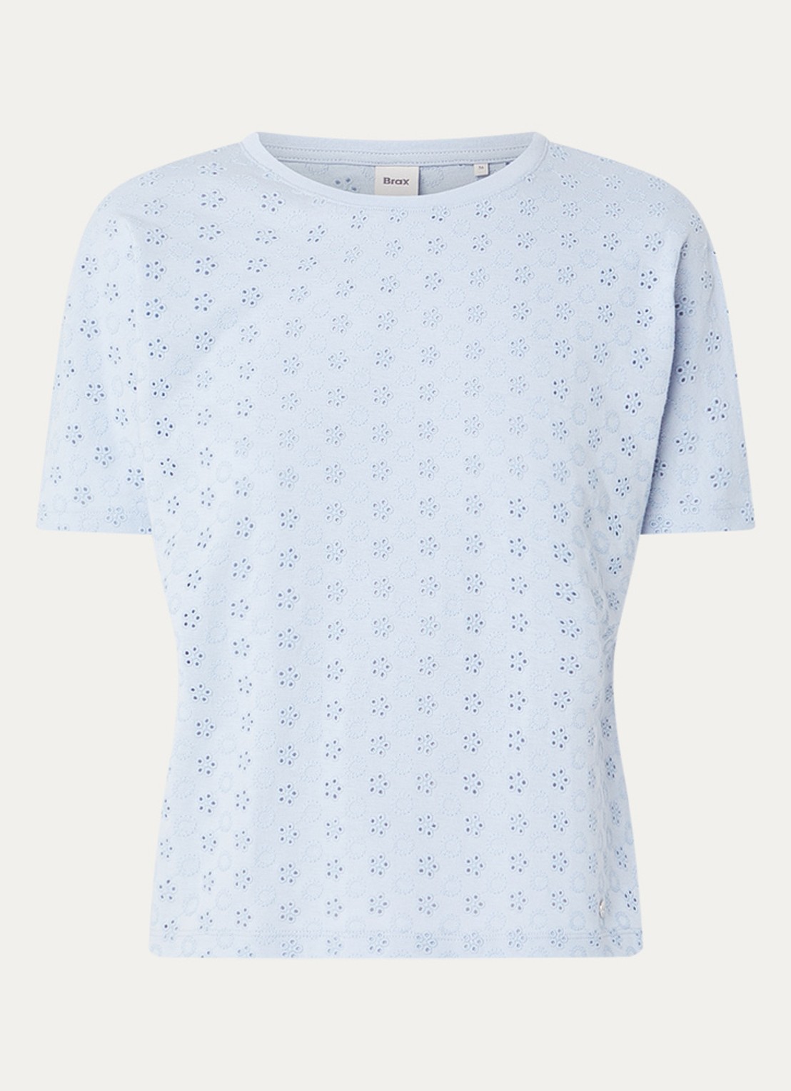 BRAX Caelen T-shirt met broderie - voorkant blauwgrijs