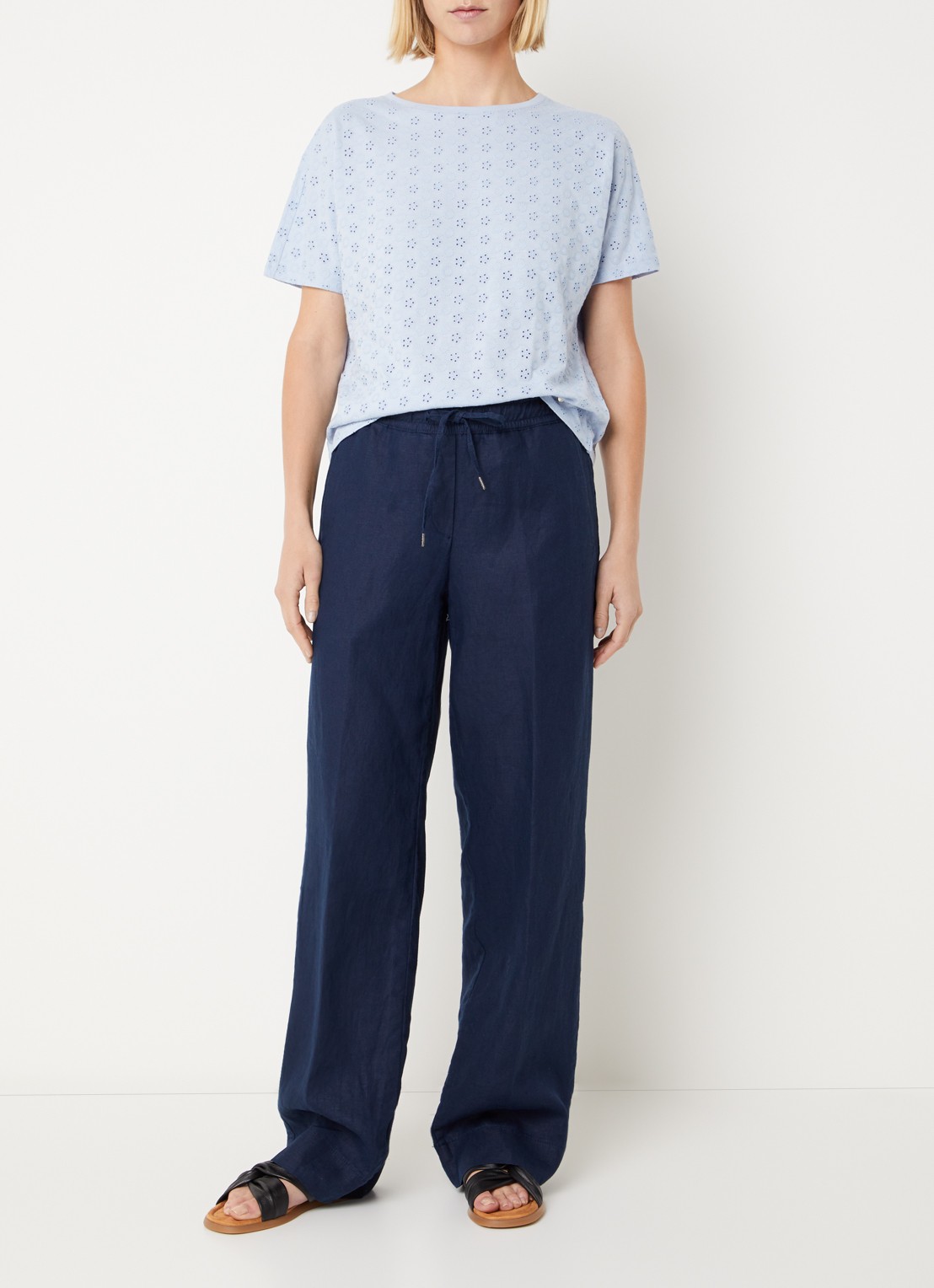 BRAX Caelen T-shirt met broderie - voorkant 2 blauwgrijs