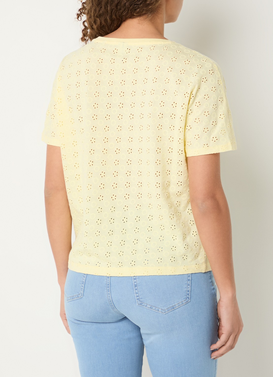 BRAX Caelen T-shirt met broderie - achterkant 3 geel