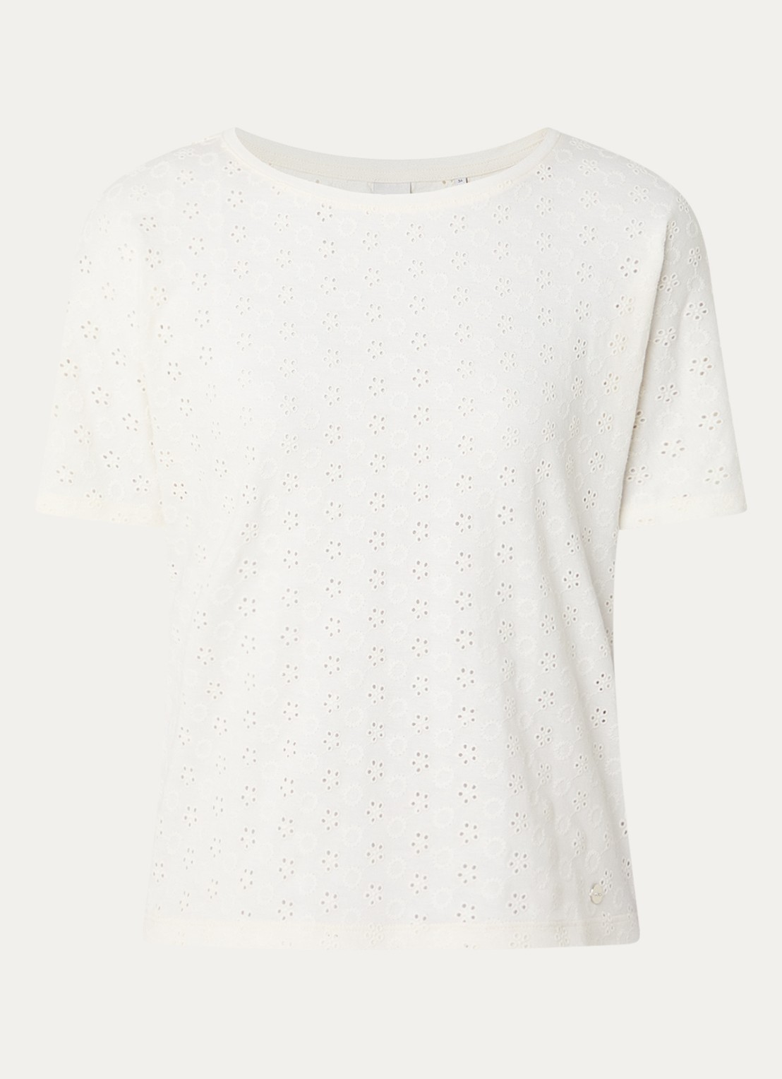 BRAX Caelen T-shirt met broderie - voorkant wit