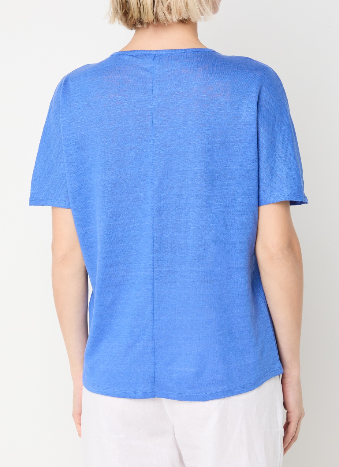 BRAX Caelen T-shirt van linnen met V-hals  - achterkant donkerblauw