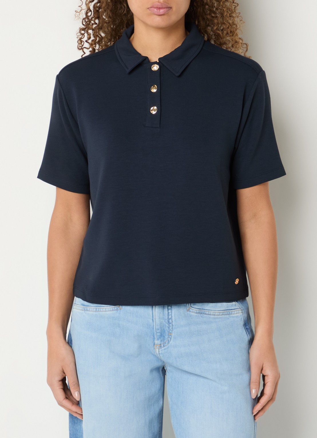 BRAX Cara polo van jersey  - detail 4 donkerblauw
