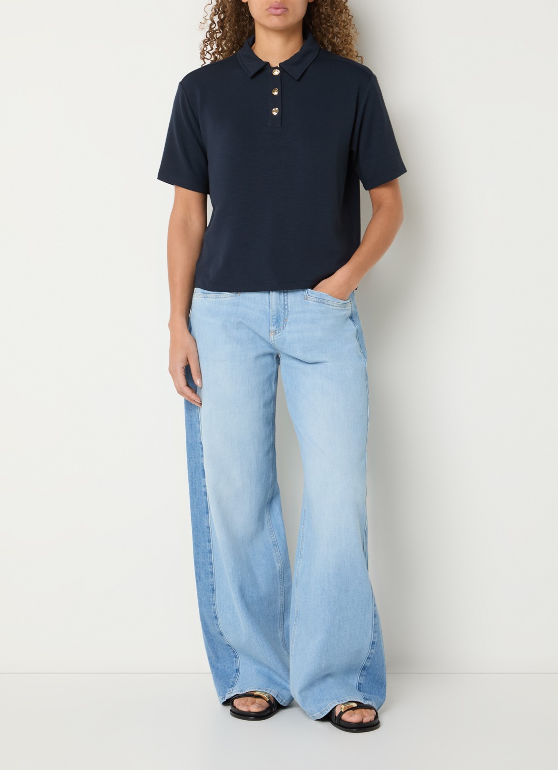 BRAX Cara polo van jersey  - voorkant 3 donkerblauw