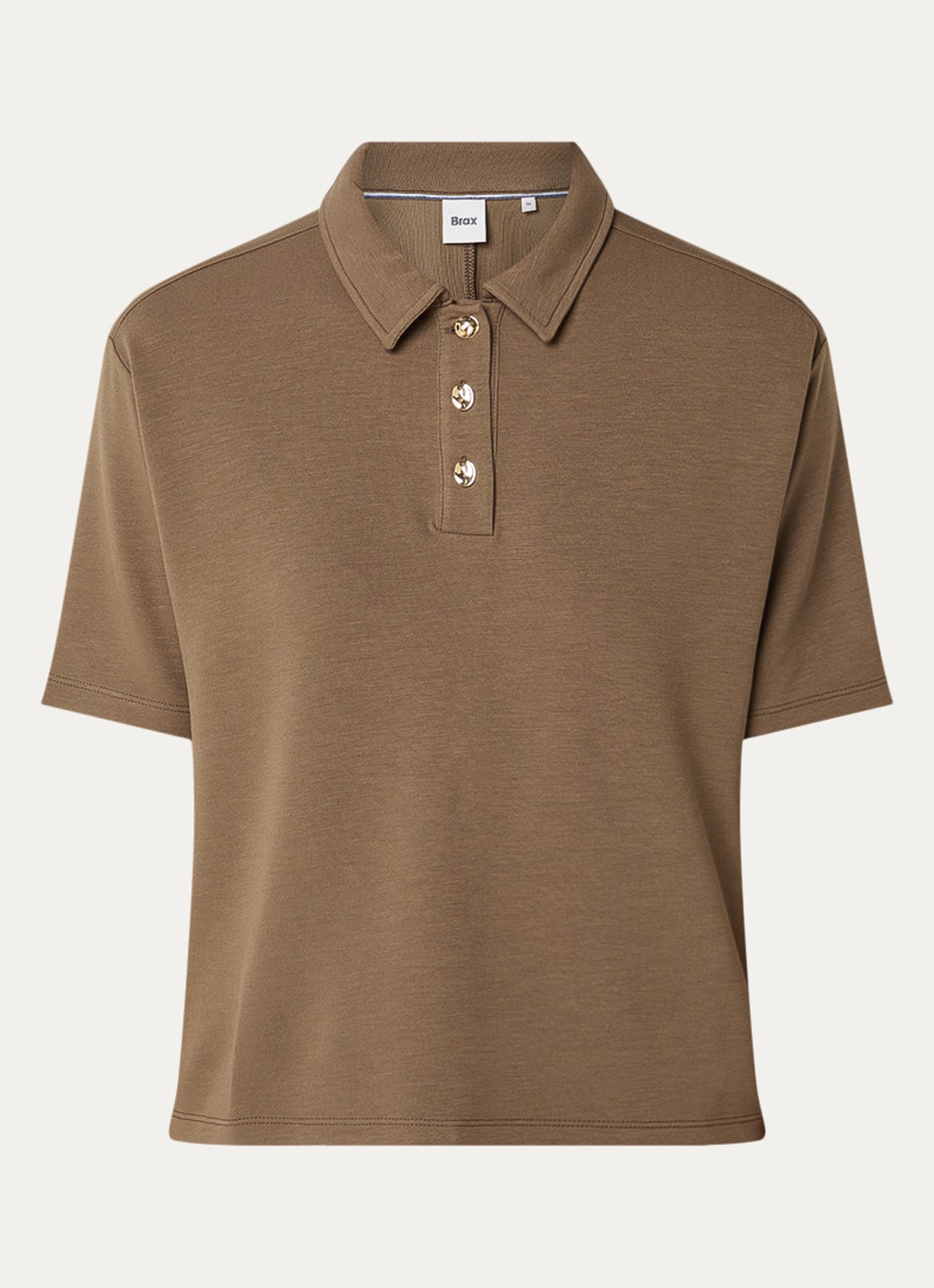 BRAX Cara polo van jersey  - voorkant 2 lichtbruin