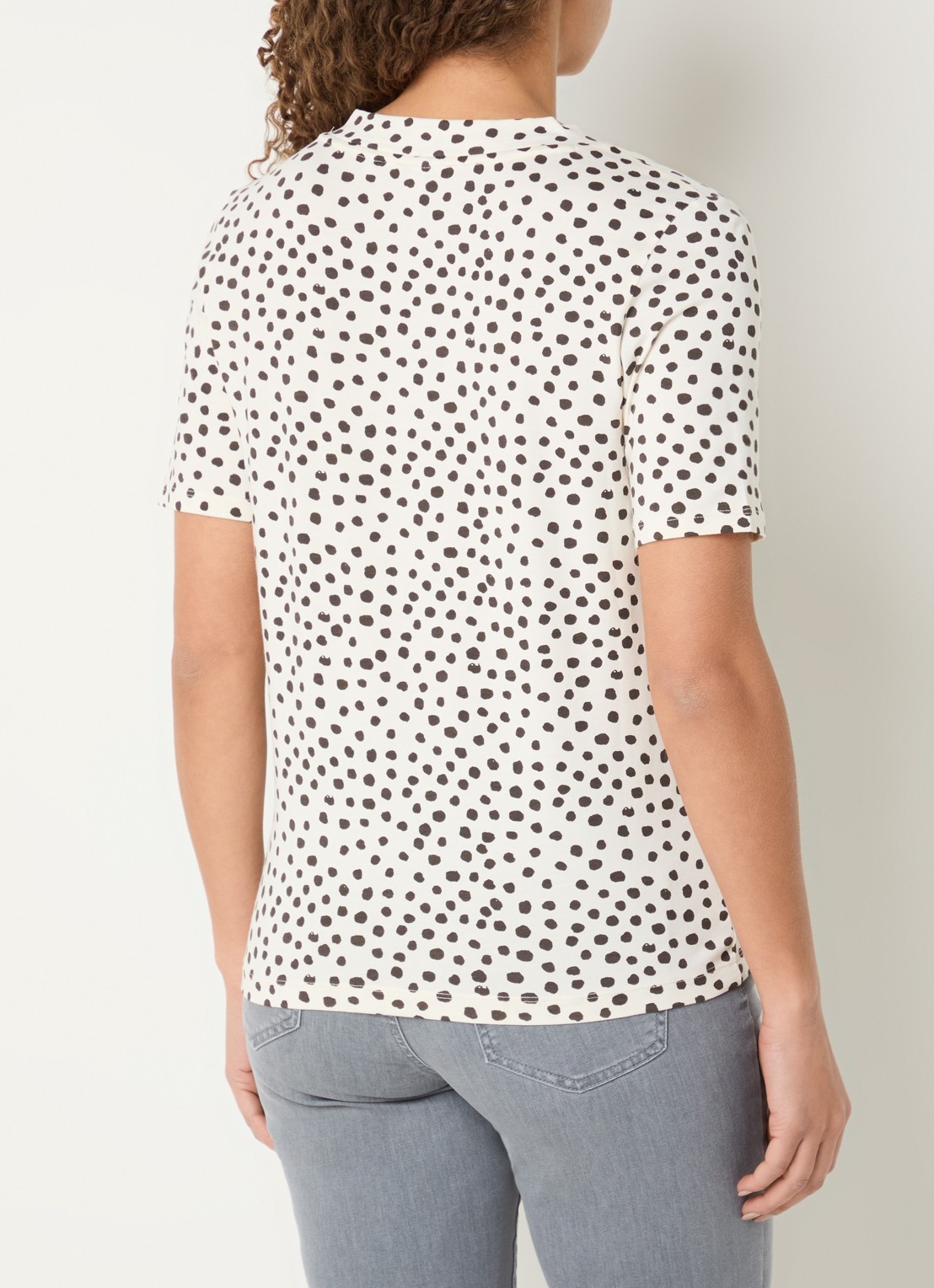 BRAX Carina T-shirt met stippenprint - achterkant gebroken wit
