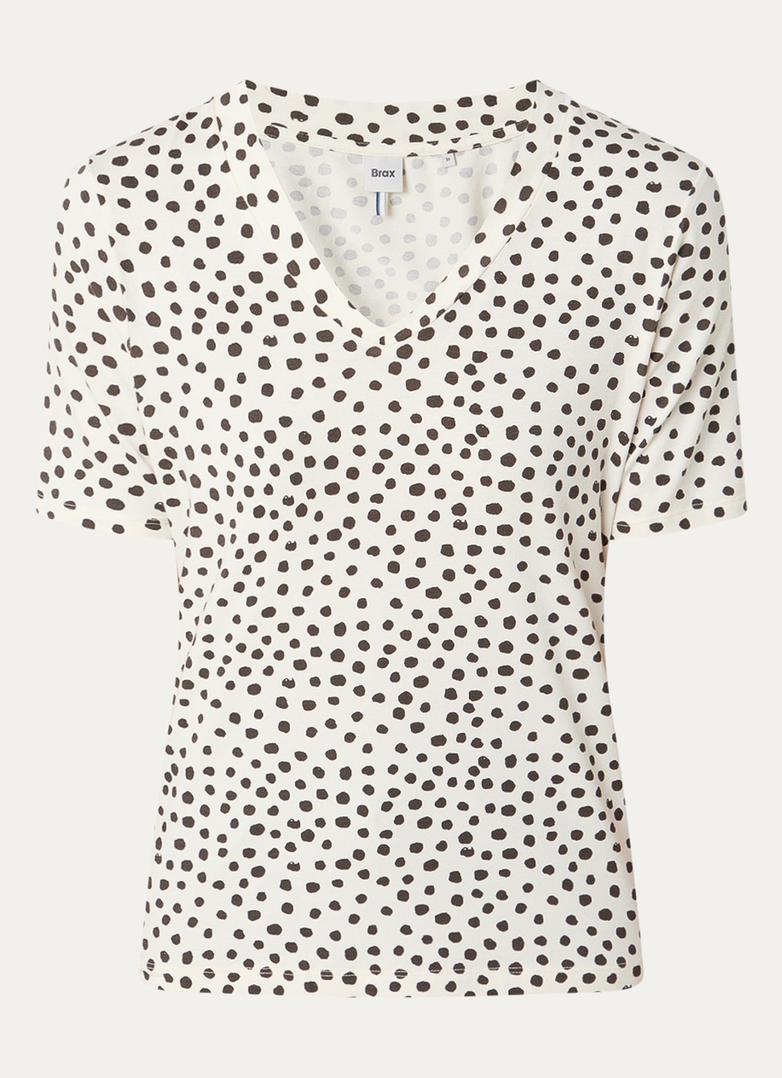 BRAX Carina T-shirt met stippenprint - voorkant 3 gebroken wit