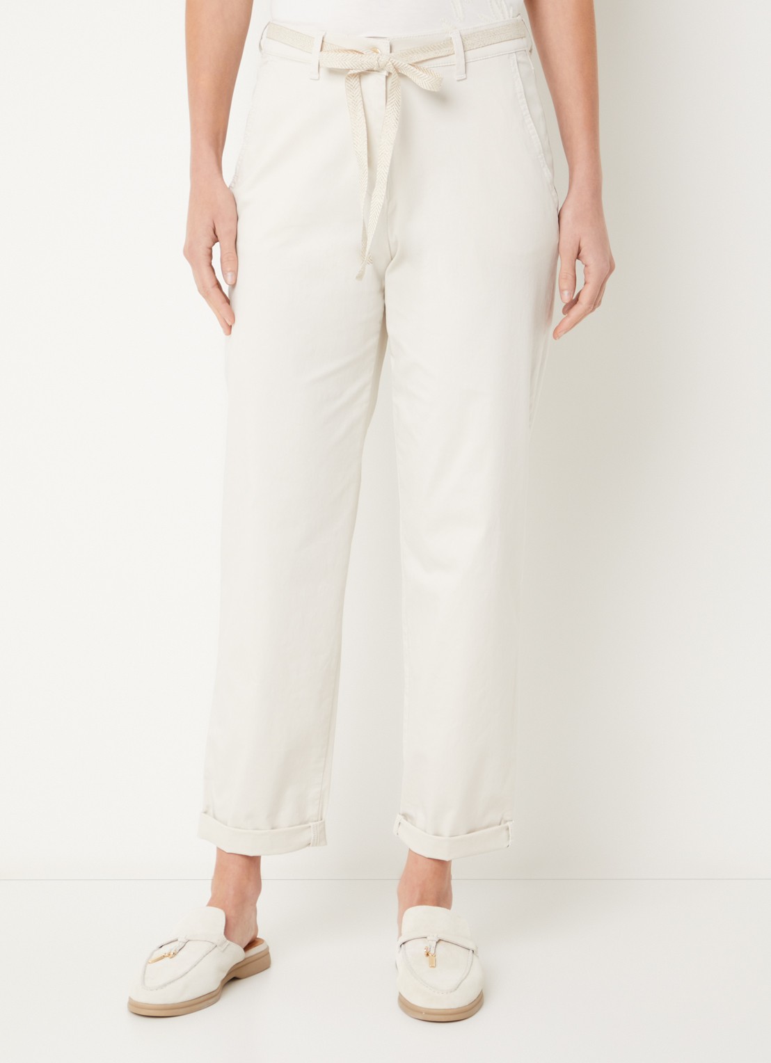 BRAX Carrie high waist straight fit broek met steekzakken - detail 2 creme