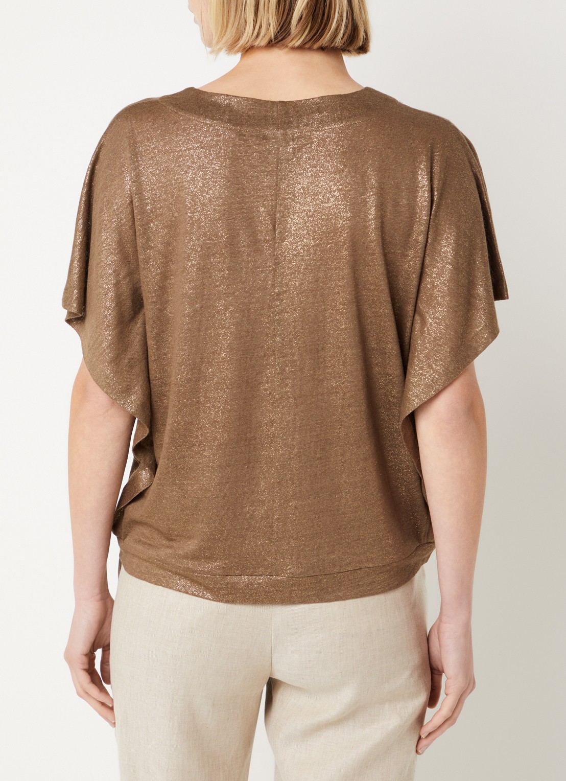 BRAX Cassie T-shirt met lurex - achterkant 3 lichtbruin