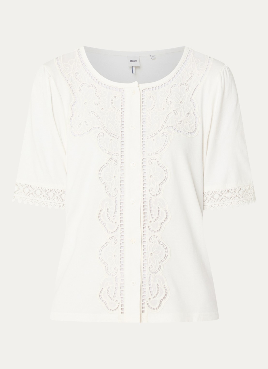 BRAX Celina tuniek met broderie - voorkant wit