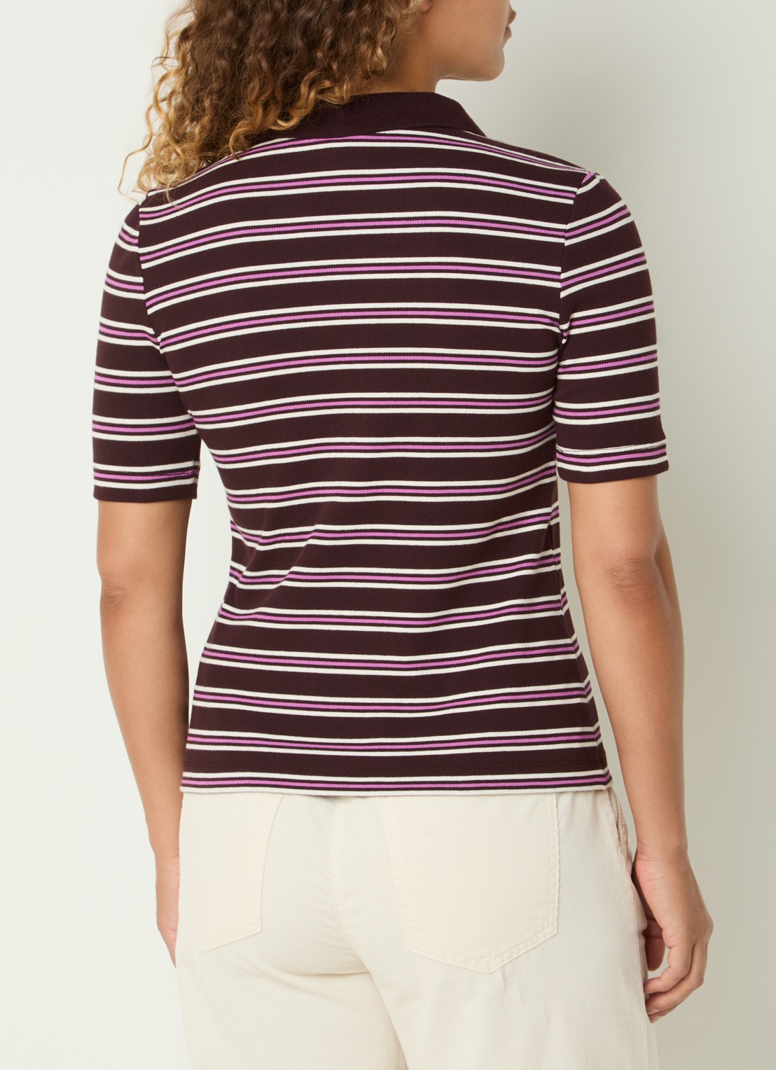 BRAX Cleo polo met streepprint - achterkant aubergine