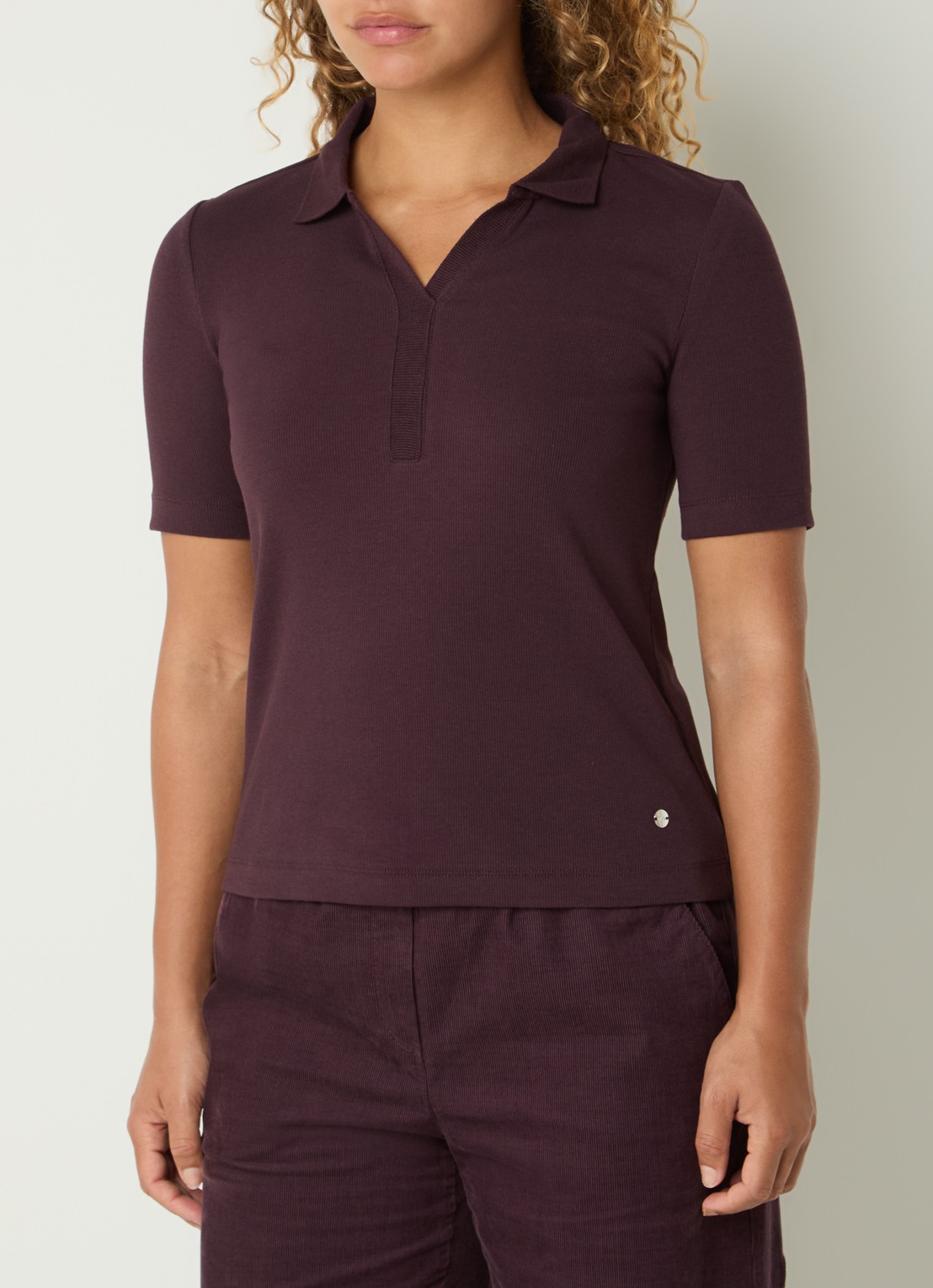 BRAX Cleo polo met stretch - detail 3 aubergine