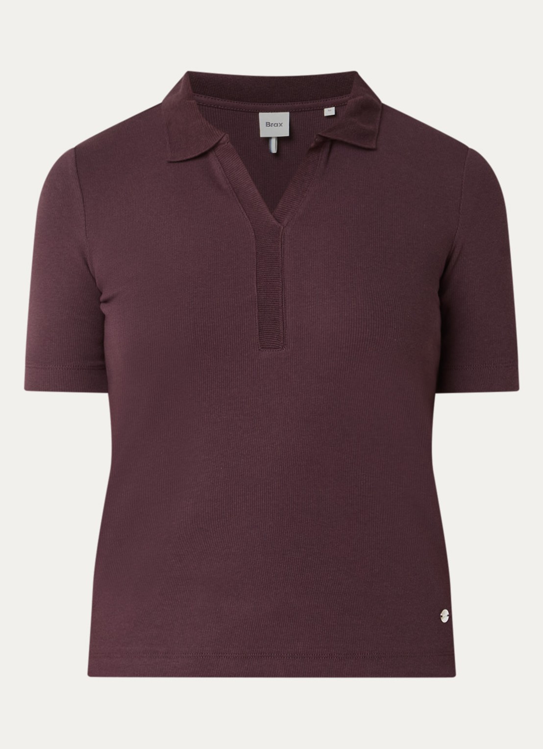 BRAX Cleo polo met stretch - voorkant aubergine