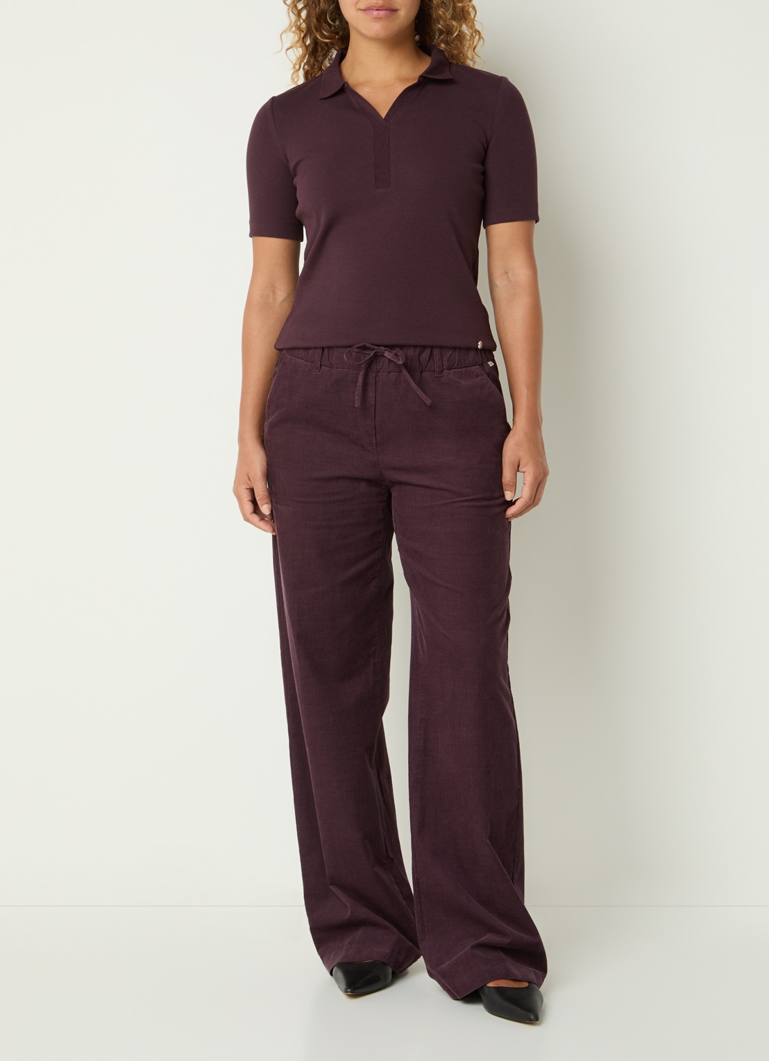 BRAX Cleo polo met stretch - voorkant 2 aubergine