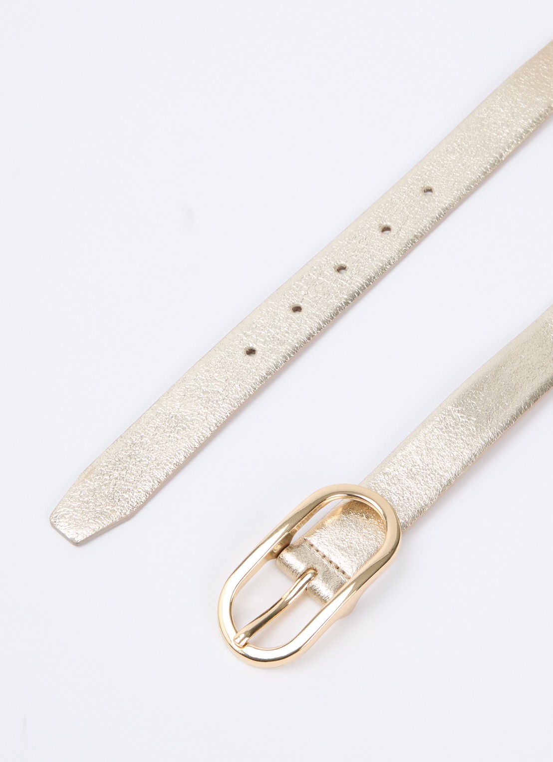 BRAX Dob riem van leer met metallic finish - detail witgoud