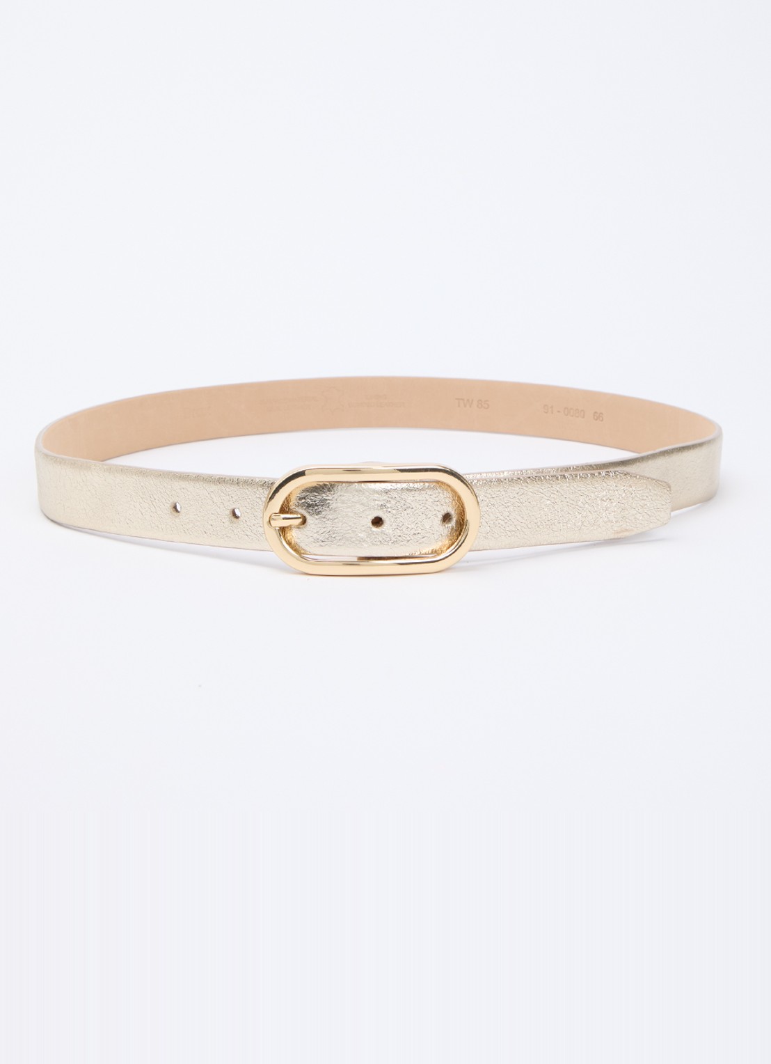 BRAX Dob riem van leer met metallic finish - voorkant 2 witgoud