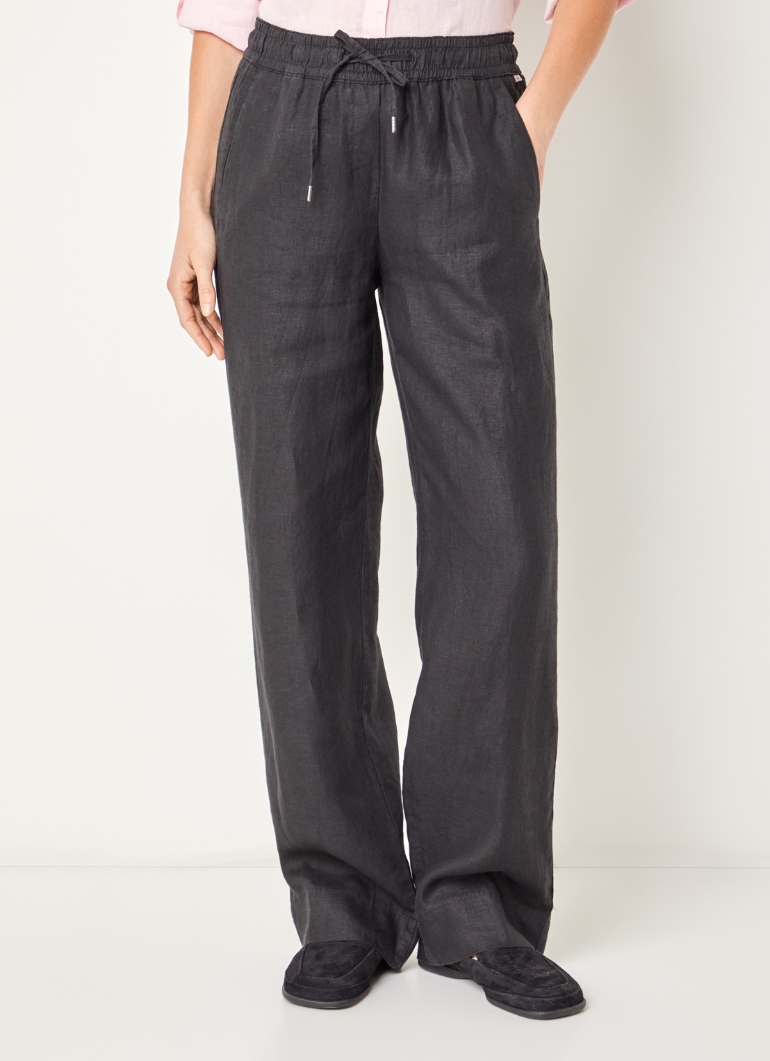 BRAX  Farina loose fit pantalon van linnen met steekzakken - detail 2 zwart