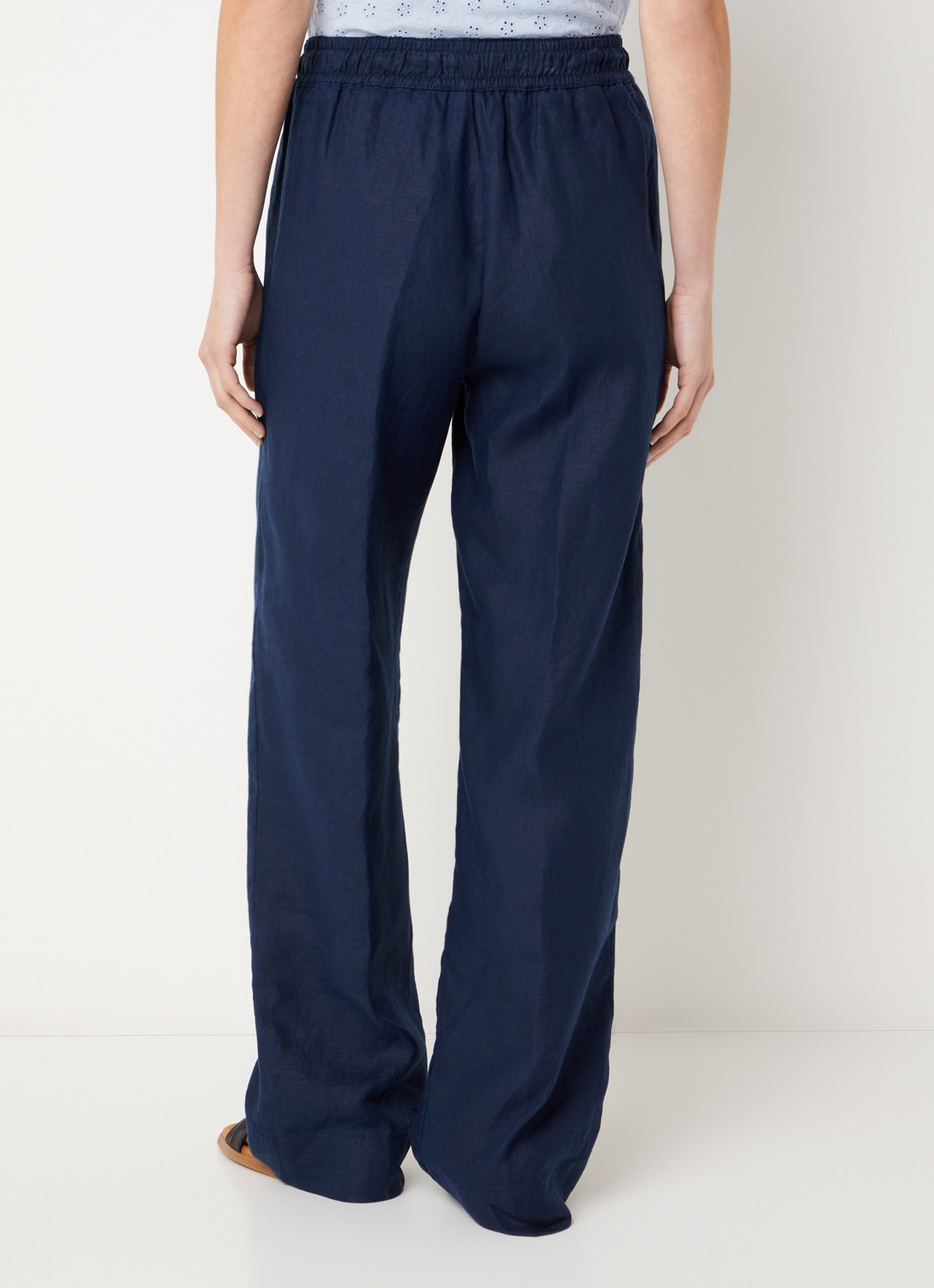 BRAX  Farina loose fit pantalon van linnen met steekzakken - achterkant donkerblauw