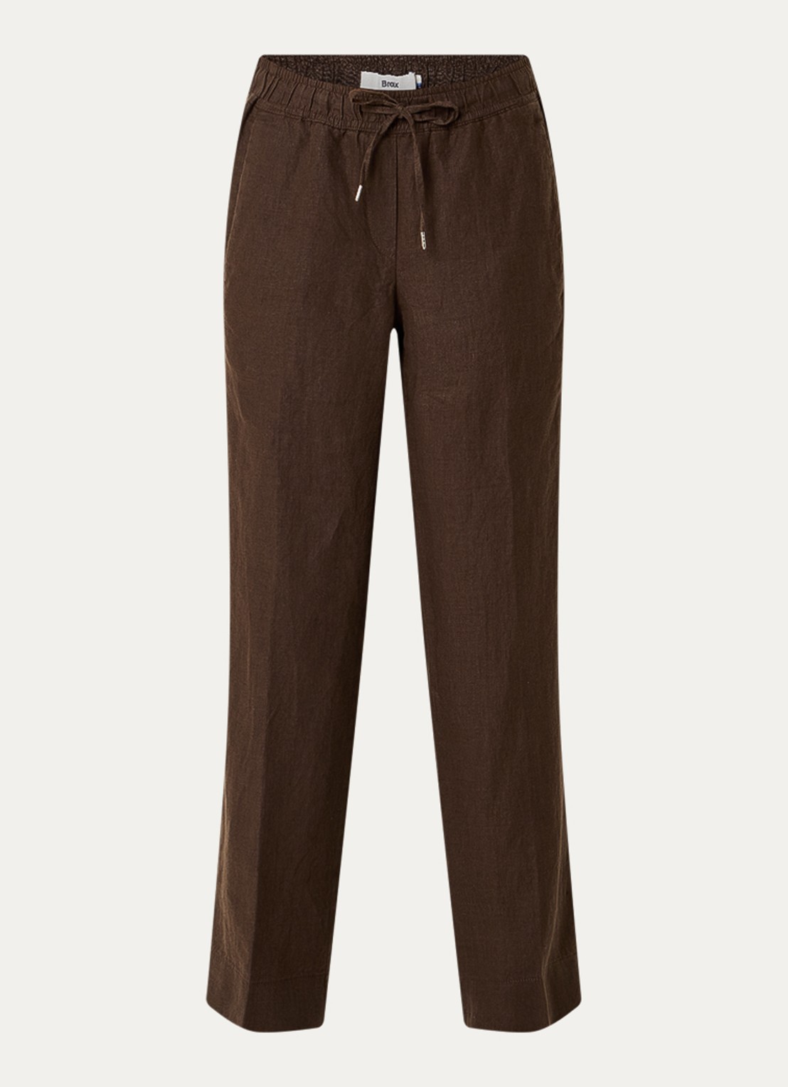 BRAX  Farina loose fit pantalon van linnen met steekzakken - voorkant donkerbruin