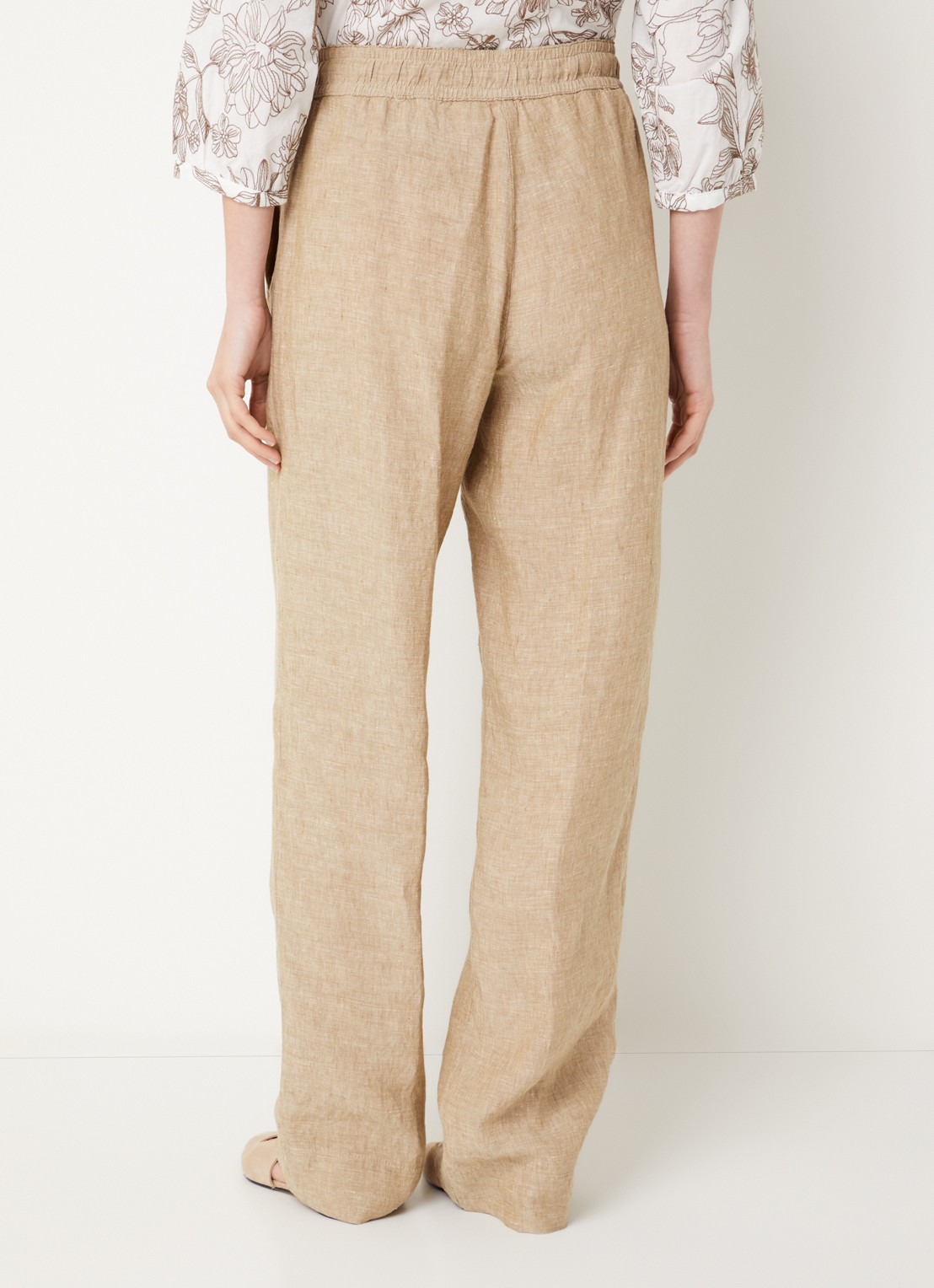 BRAX  Farina loose fit pantalon van linnen met steekzakken - achterkant beige
