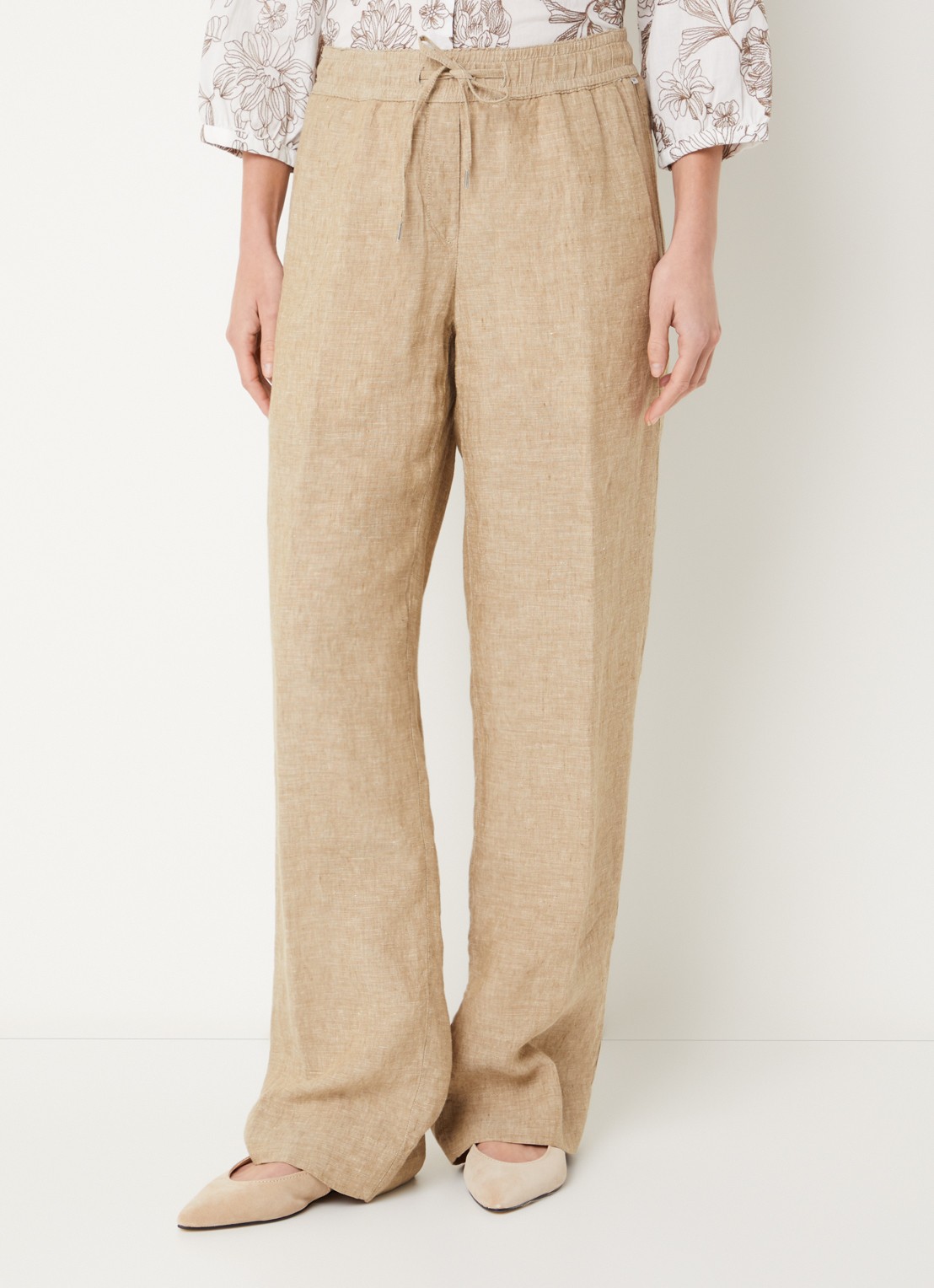 BRAX  Farina loose fit pantalon van linnen met steekzakken - detail 4 beige