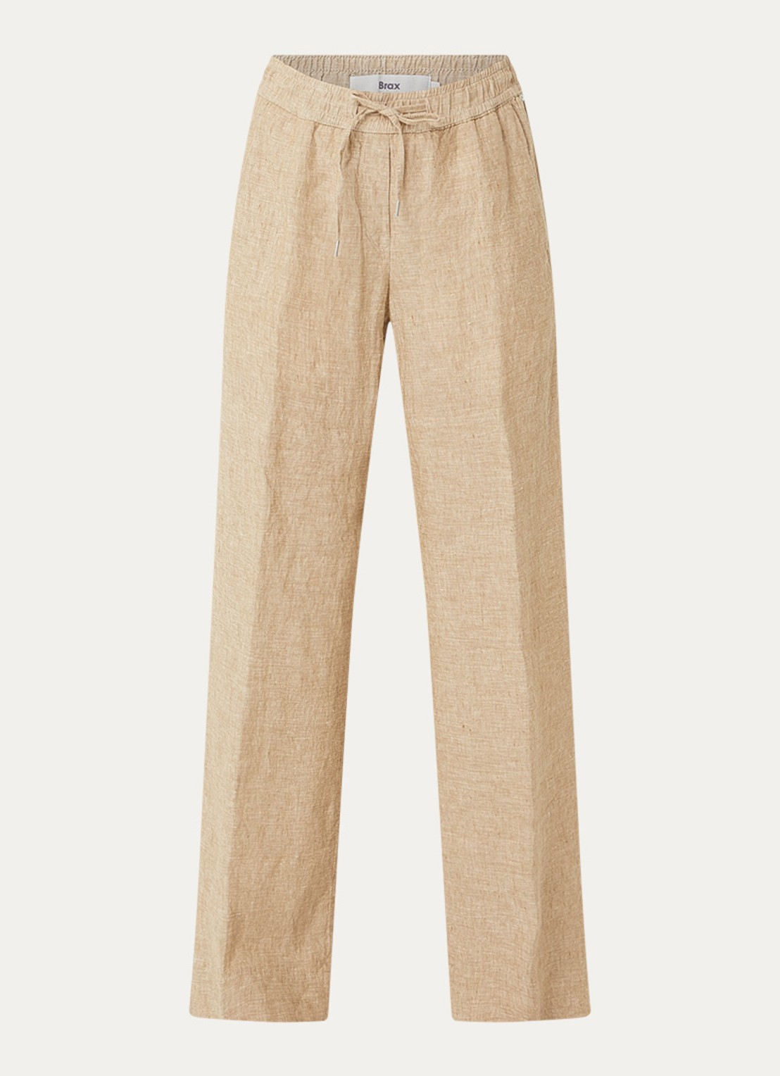 BRAX  Farina loose fit pantalon van linnen met steekzakken - voorkant 2 beige