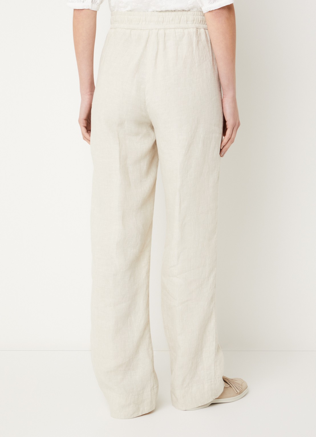 BRAX  Farina loose fit pantalon van linnen met steekzakken - achterkant creme
