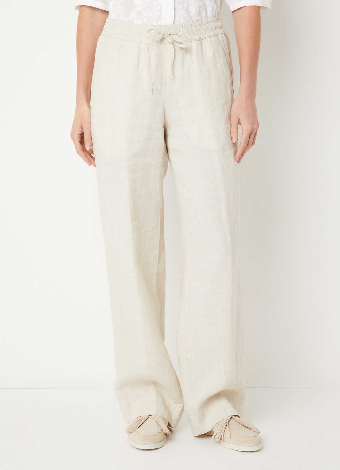 BRAX  Farina loose fit pantalon van linnen met steekzakken - detail 4 creme