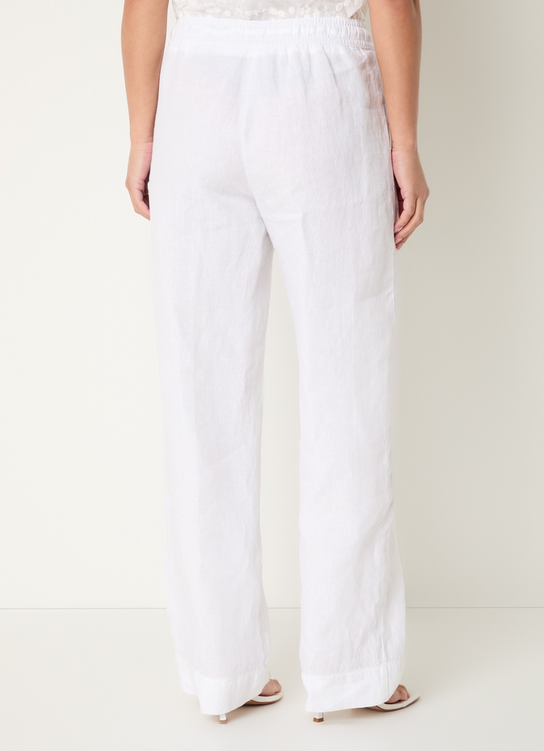BRAX  Farina loose fit pantalon van linnen met steekzakken - achterkant 4 gebroken wit