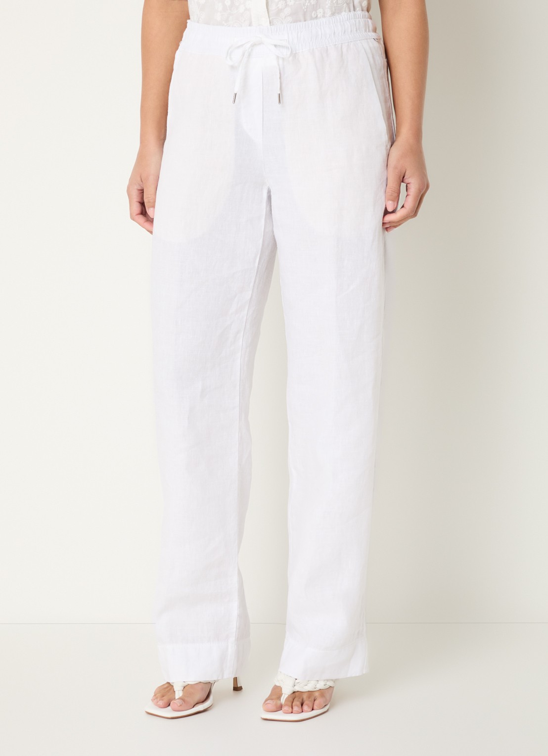 BRAX  Farina loose fit pantalon van linnen met steekzakken - detail 3 gebroken wit