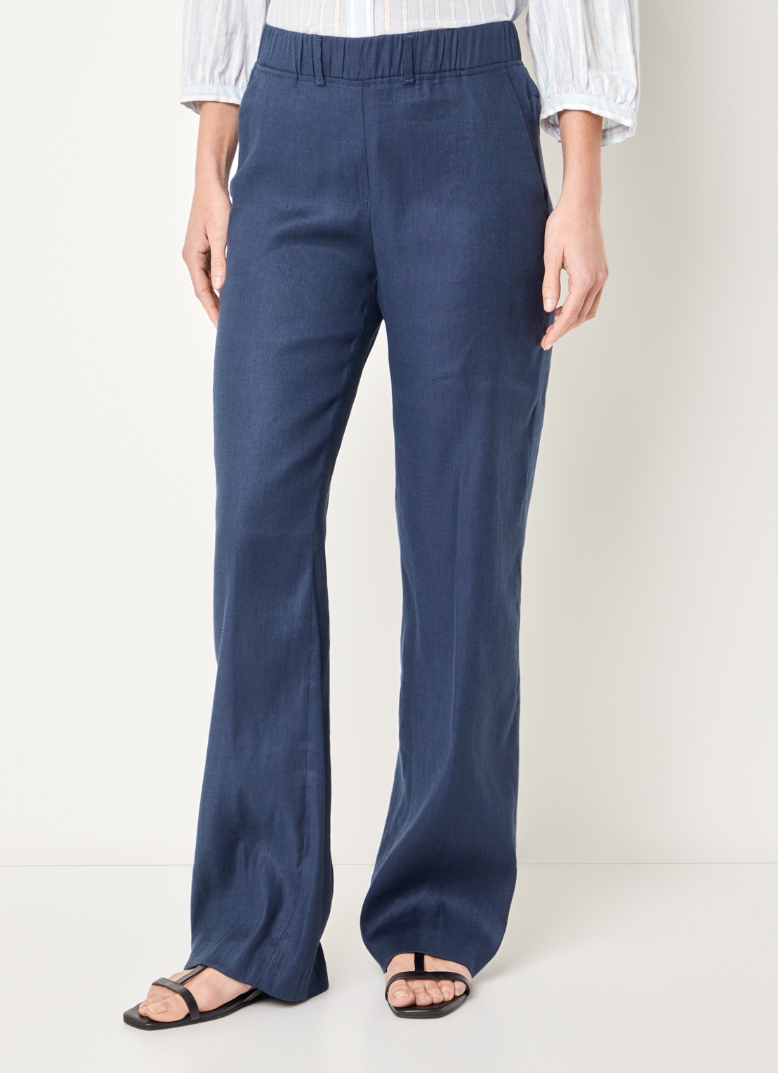 BRAX High waist loose fit broek in linnenblend met steekzakken - detail 2 donkerblauw