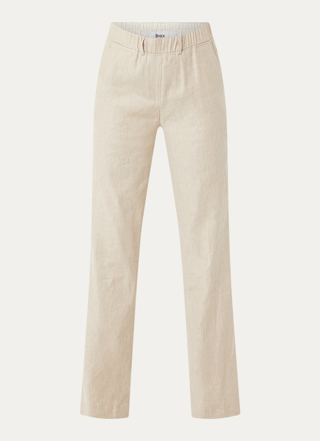 BRAX High waist loose fit broek in linnenblend met steekzakken - voorkant 2 creme